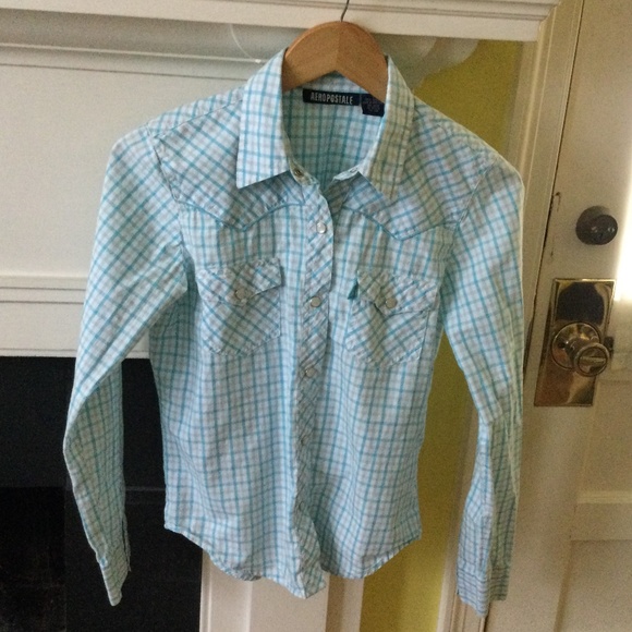 Vintage Aeropostale Y2K Plaid Pearl Snap Button Down Western Shirt - Sz Small - Picture 4 of 10